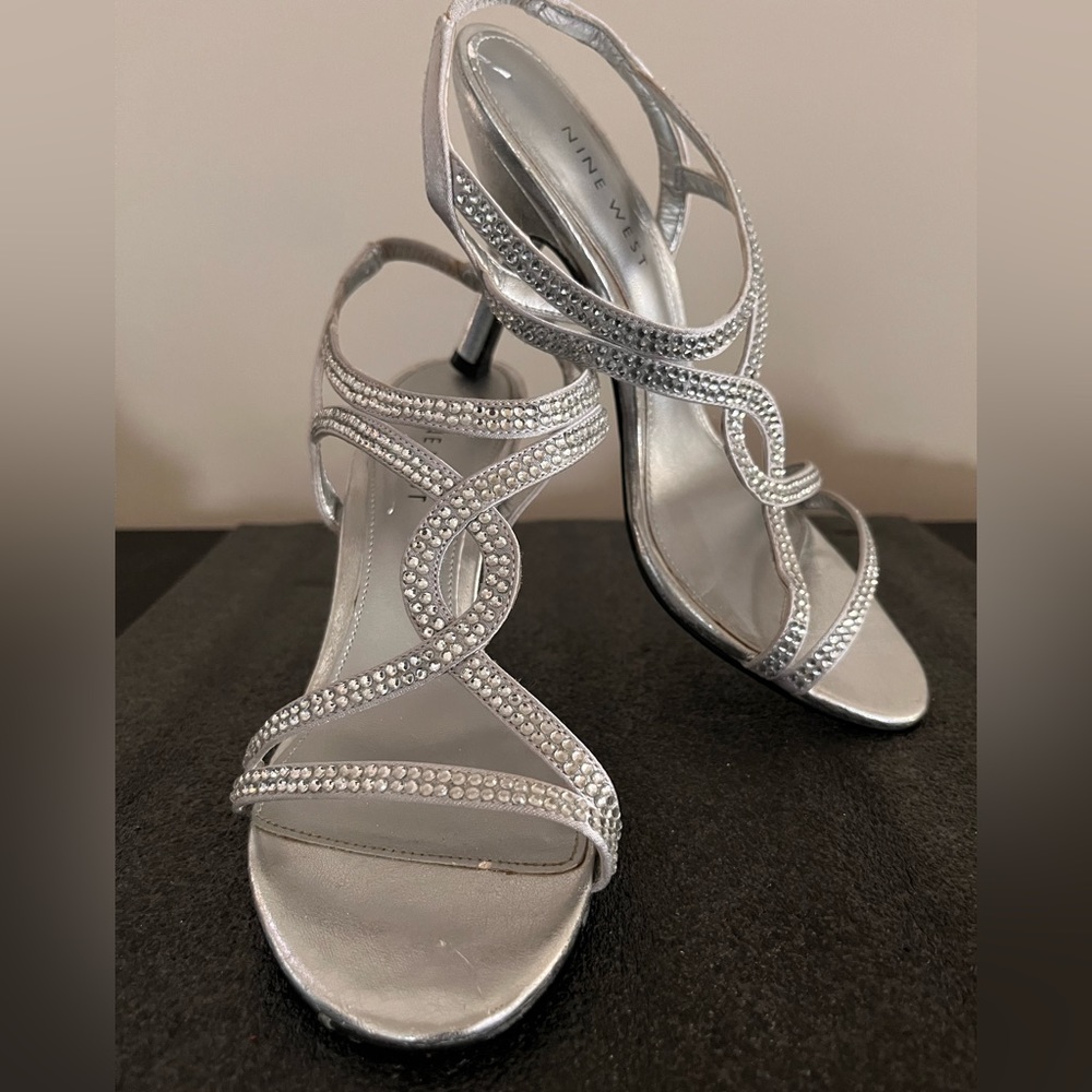 Nine West Silver Rhinestone Heels